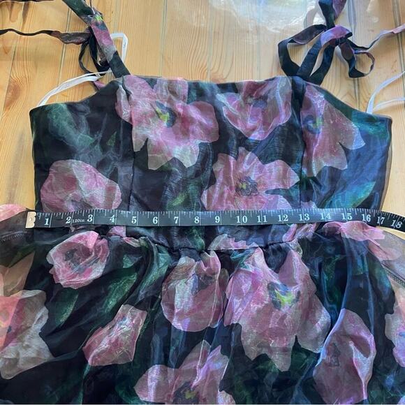 NWOT Lulus Valiant Charmer Black Floral Print Tie-Strap Tiered Midi Dress - Picture 4 of 9